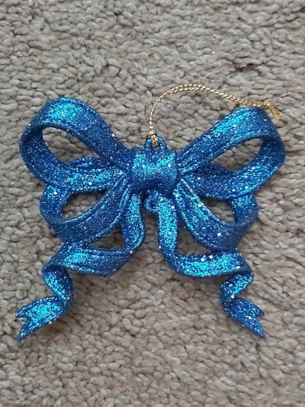 💙 Vibrant Metallic Blue Glitter Bow Ornament